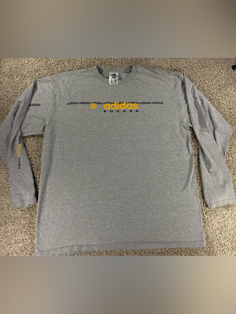 Y2K Adidas Soccer Long Sleeve USA Vintage XXL Grey Simple Blokecore Futbol